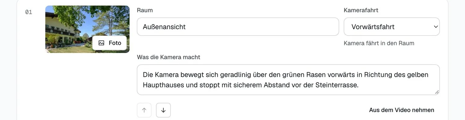 Der Plan mit Kamerafahrten je Raum